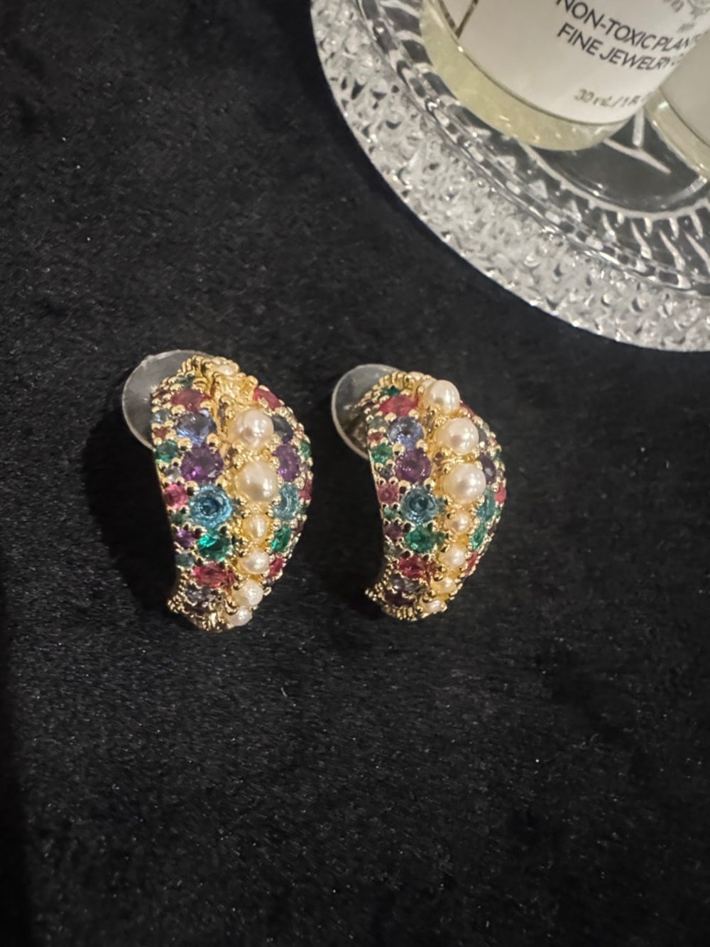 Gold Multicolor Crystal & Pearl Statement Kendra Scott Earrings